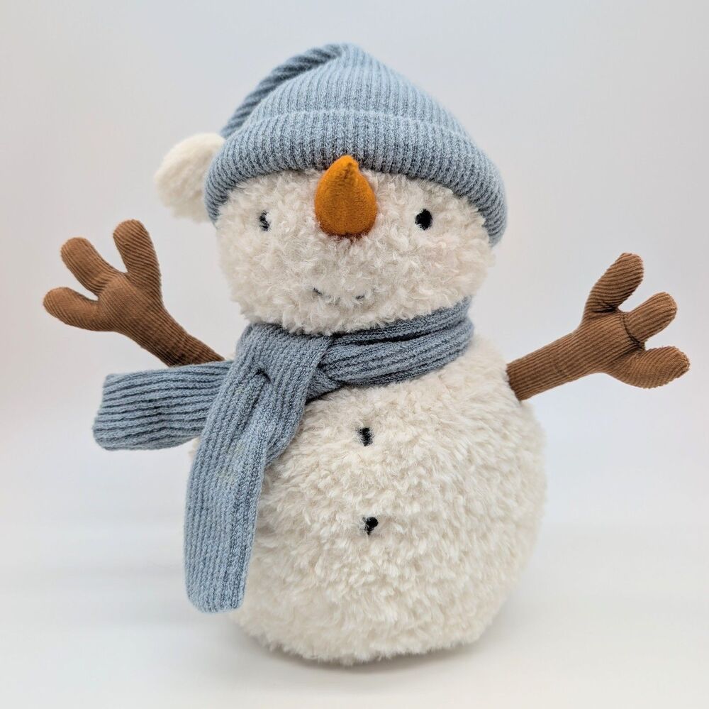 Jellycat Sammie Snowman Plush W/ Blue Hat & Scarf 9" Stuffed Animal Toy